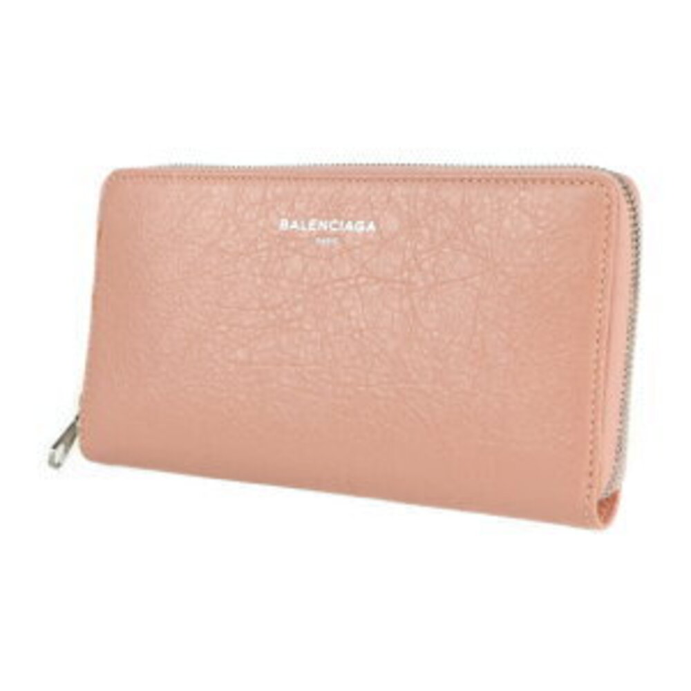 BALENCIAGA Long Wallet pink Beige Tan leather round zipper - Picture 2 of 8